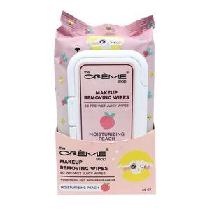 The Crème Shop Makeup Removing Wipes - 60 Pre-Wet Wipes - Moisturizing Peach
